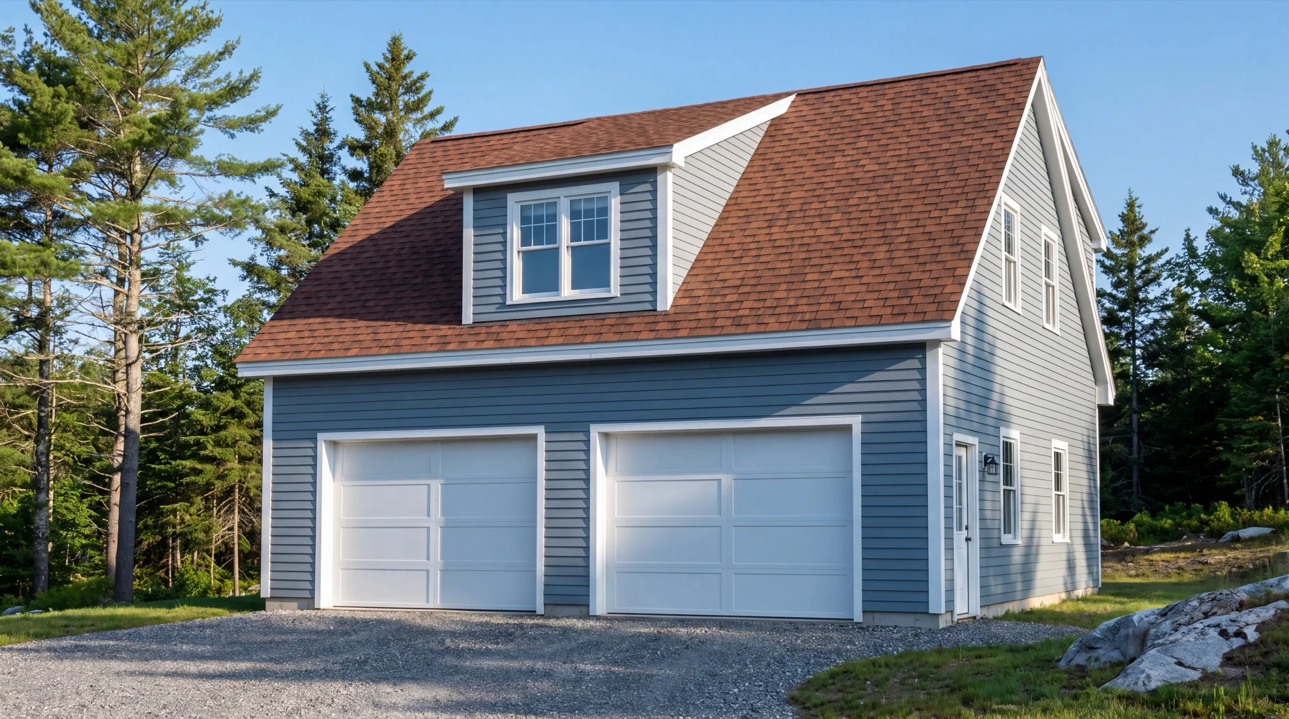 post frame garage kit build in Central Maine