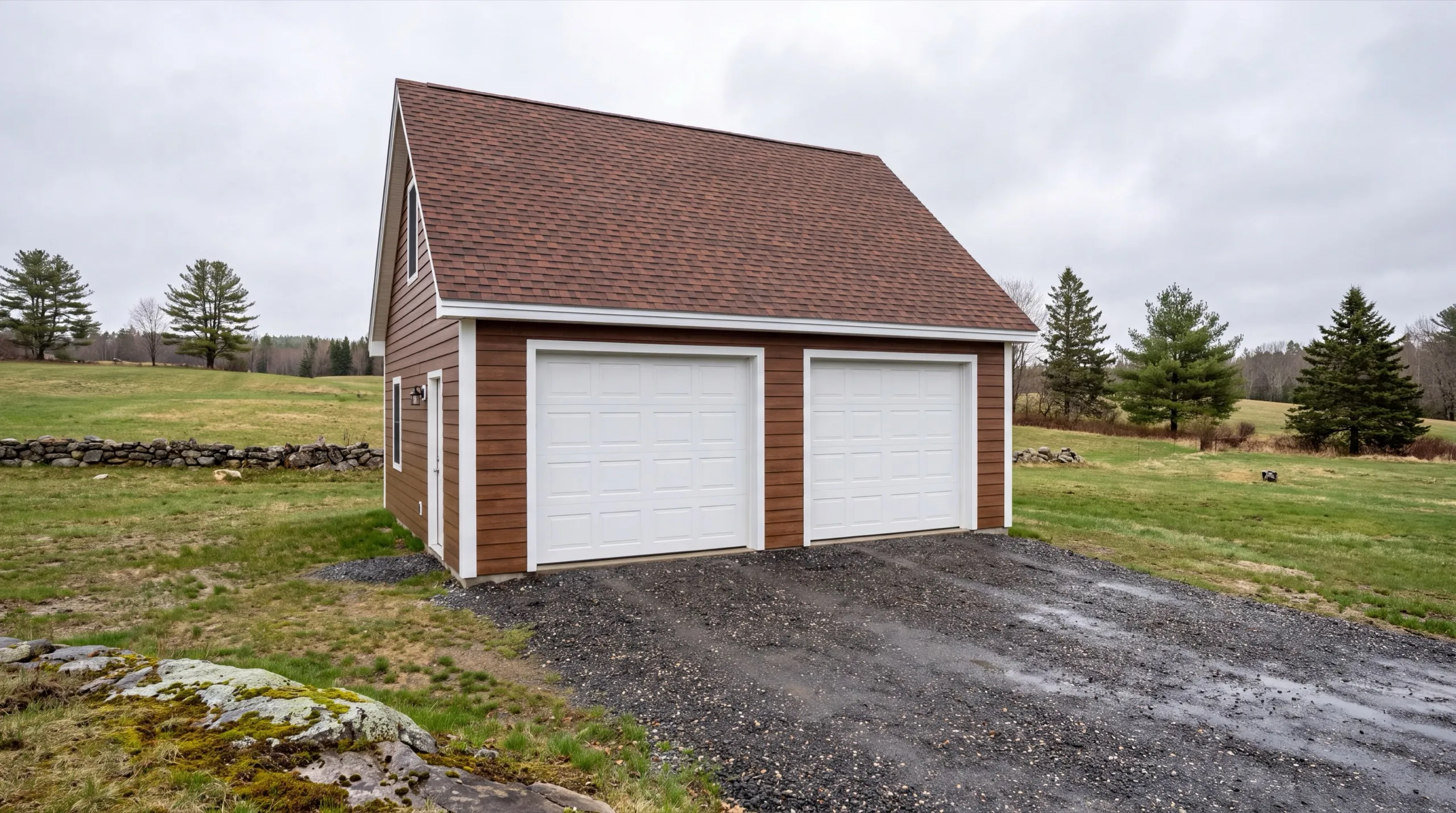 garage builders in Monmouth, ME building a detached garage on a farm parcel