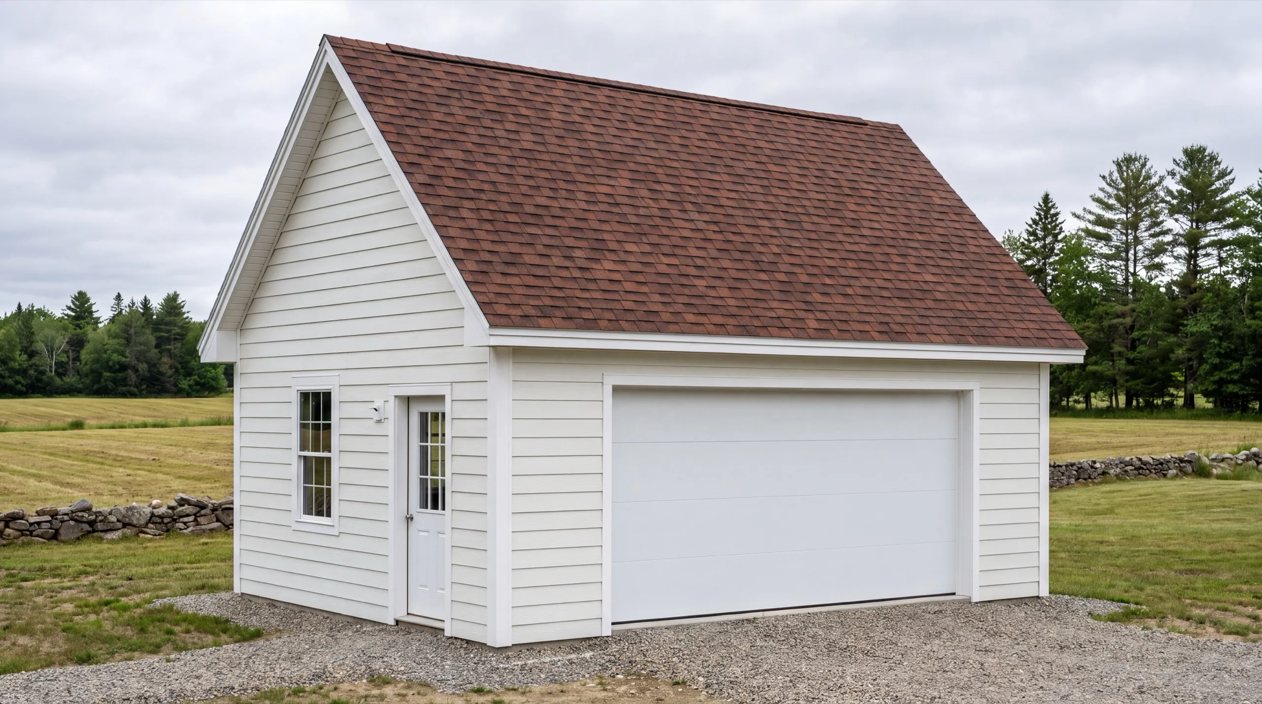 pole-barn-style garage build on a Monmouth working farm