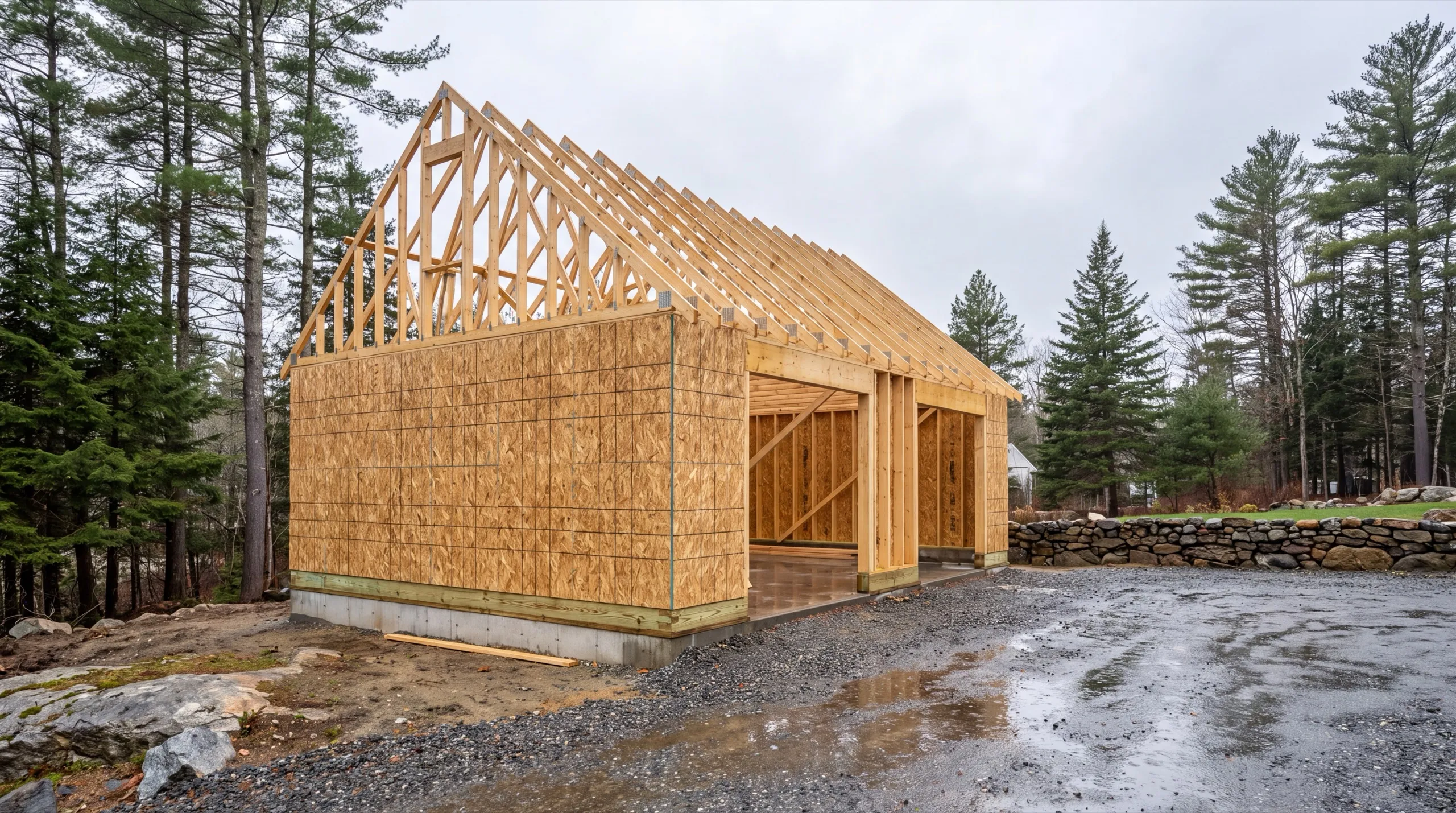 framing crew on a Randolph garage build