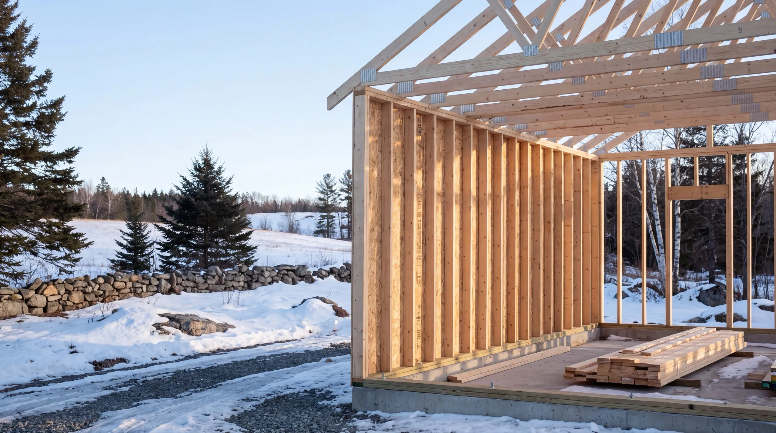 framing crew on a Whitefield garage build
