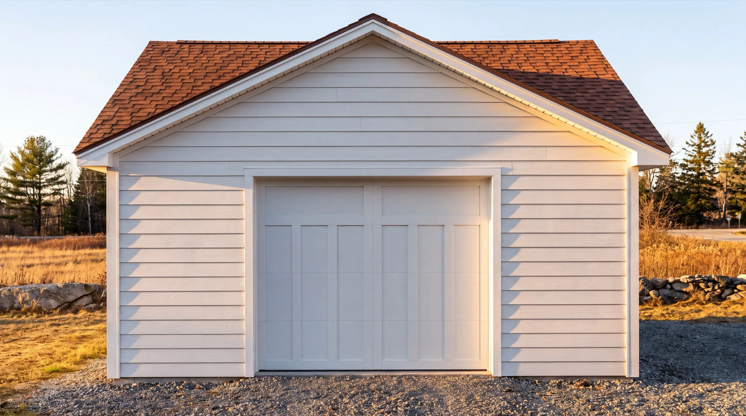 pole-barn-style garage build in Whitefield, ME