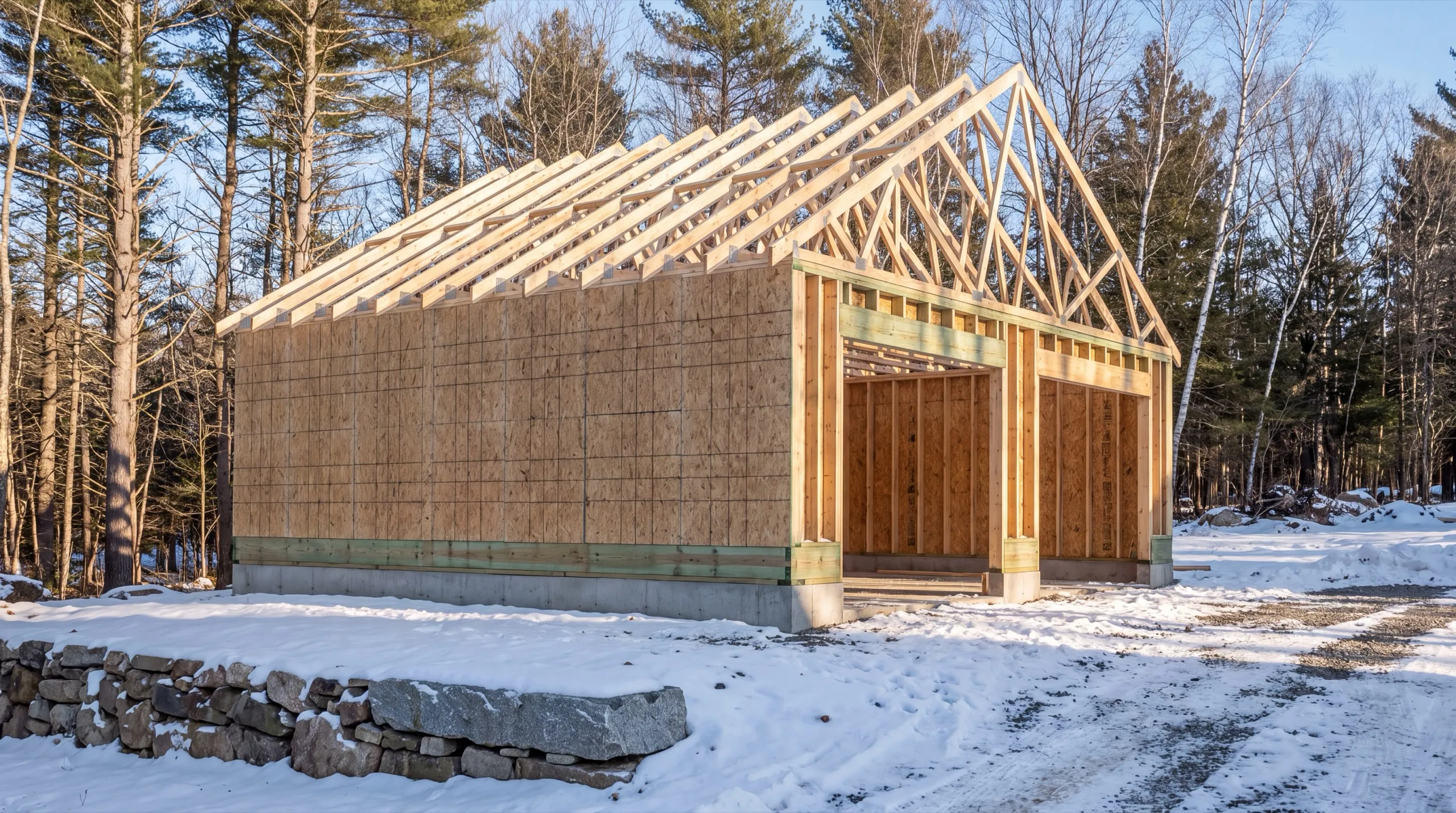 framing crew on a Winthrop garage build