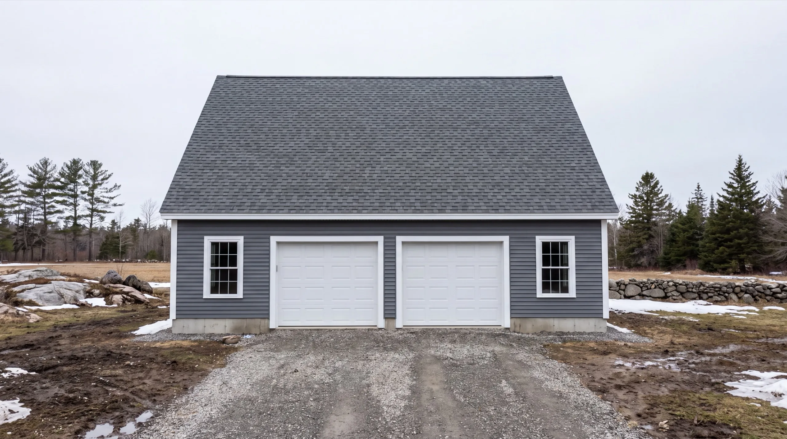 garage remodel on an open field lot in Chelsea