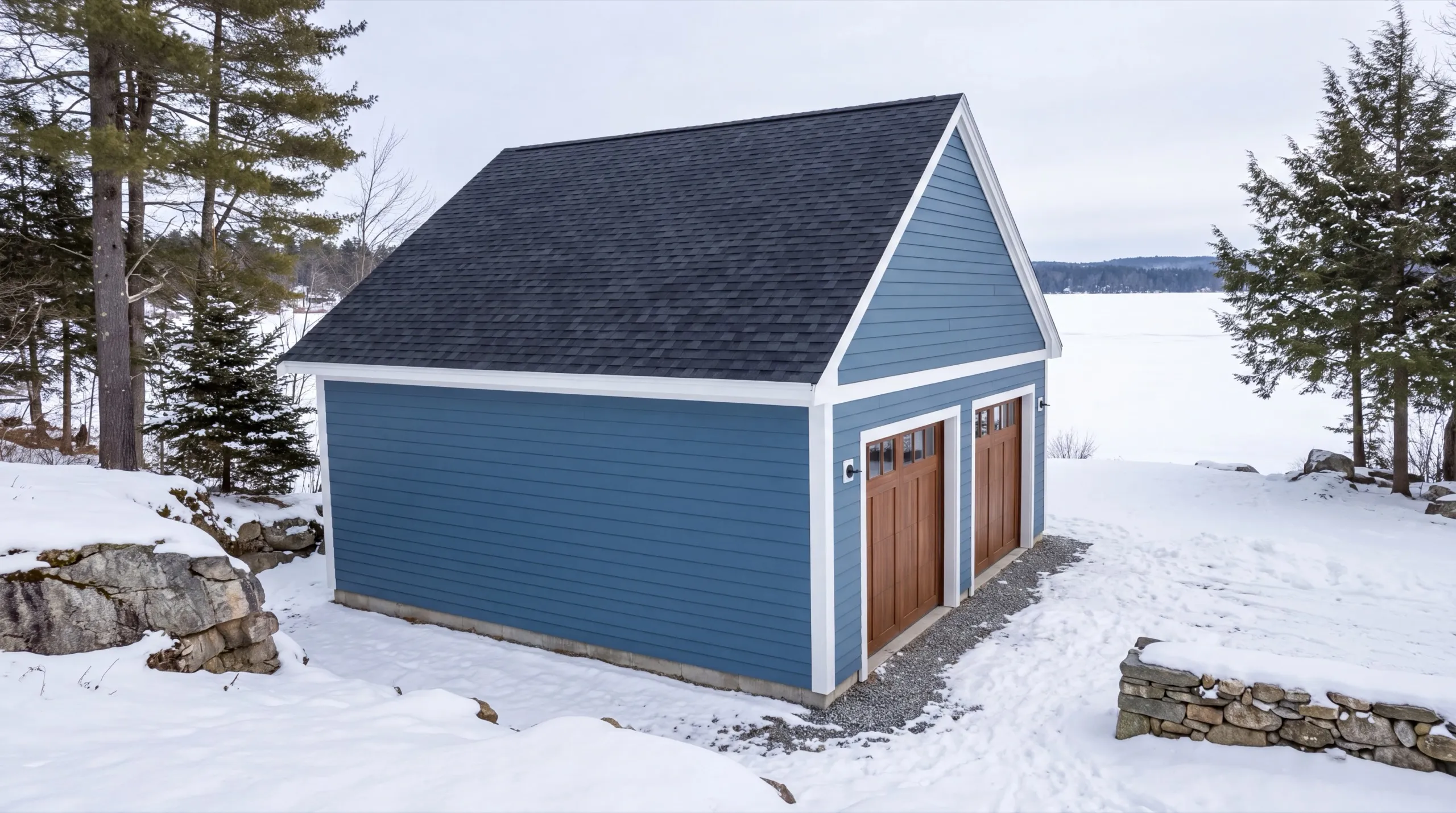 garage conversion near Lake Cobbossee in Manchester