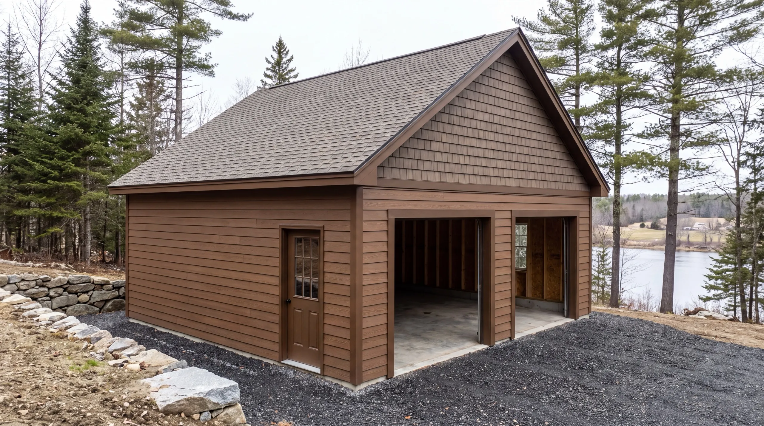garage remodel on a Kennebec riverfront lot in Pittston