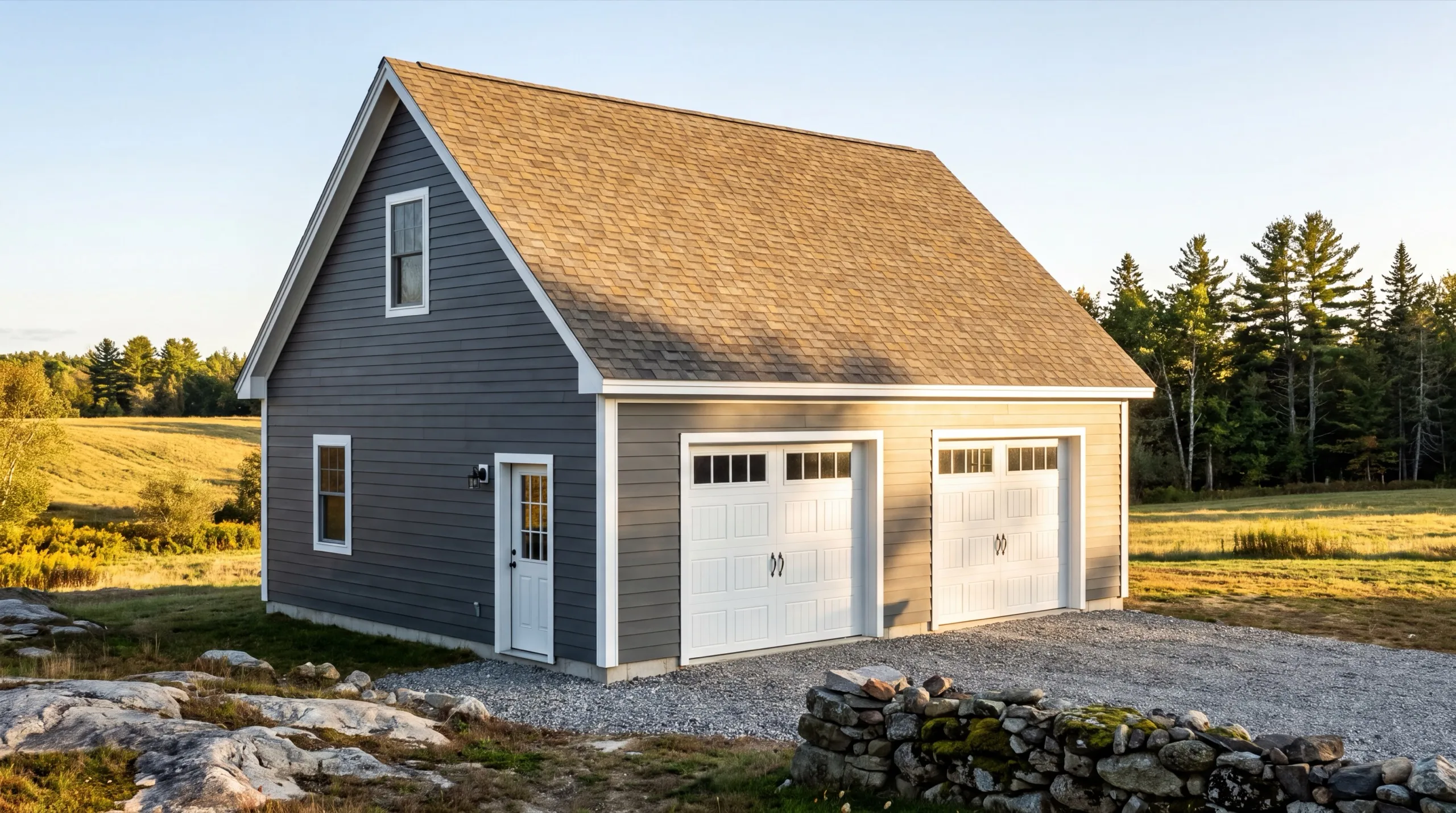 garage conversion on a wooded Whitefield lot