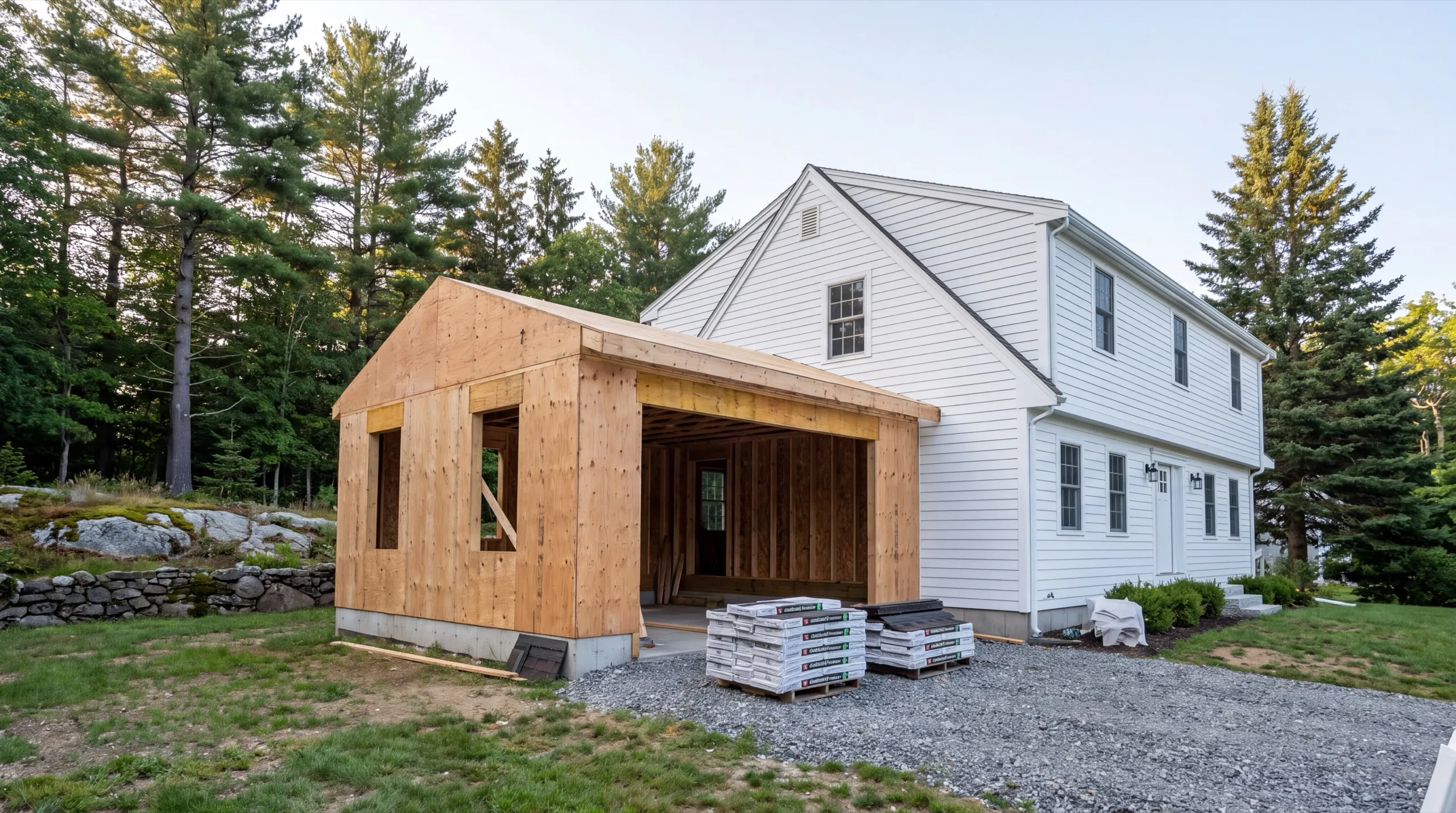 general contractor in Gardiner, ME reviewing plans near the Kennebec