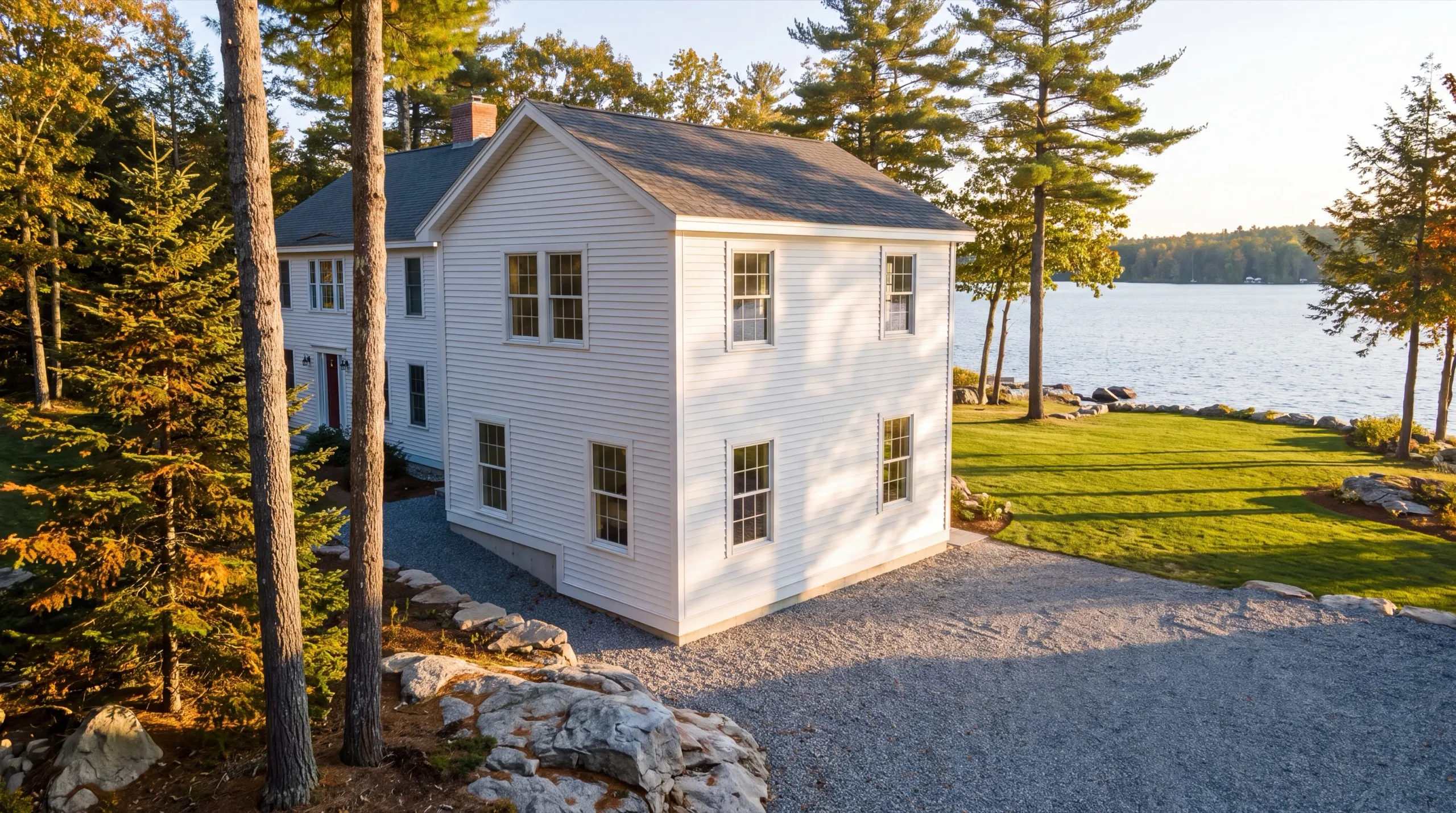 general contractor in Manchester, ME reviewing plans near Lake Cobbossee