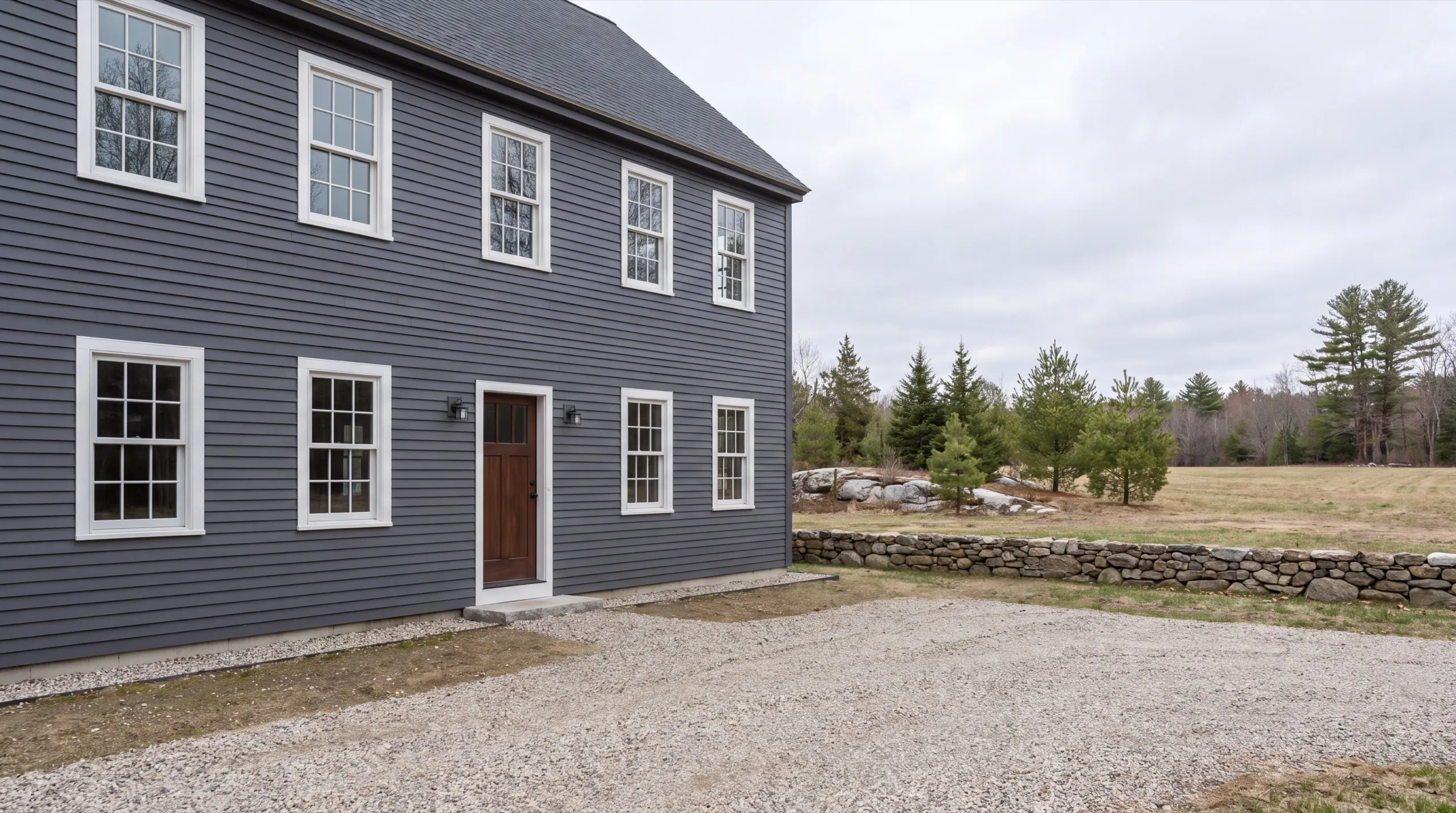 general contractor in Windsor, ME reviewing plans on farmland