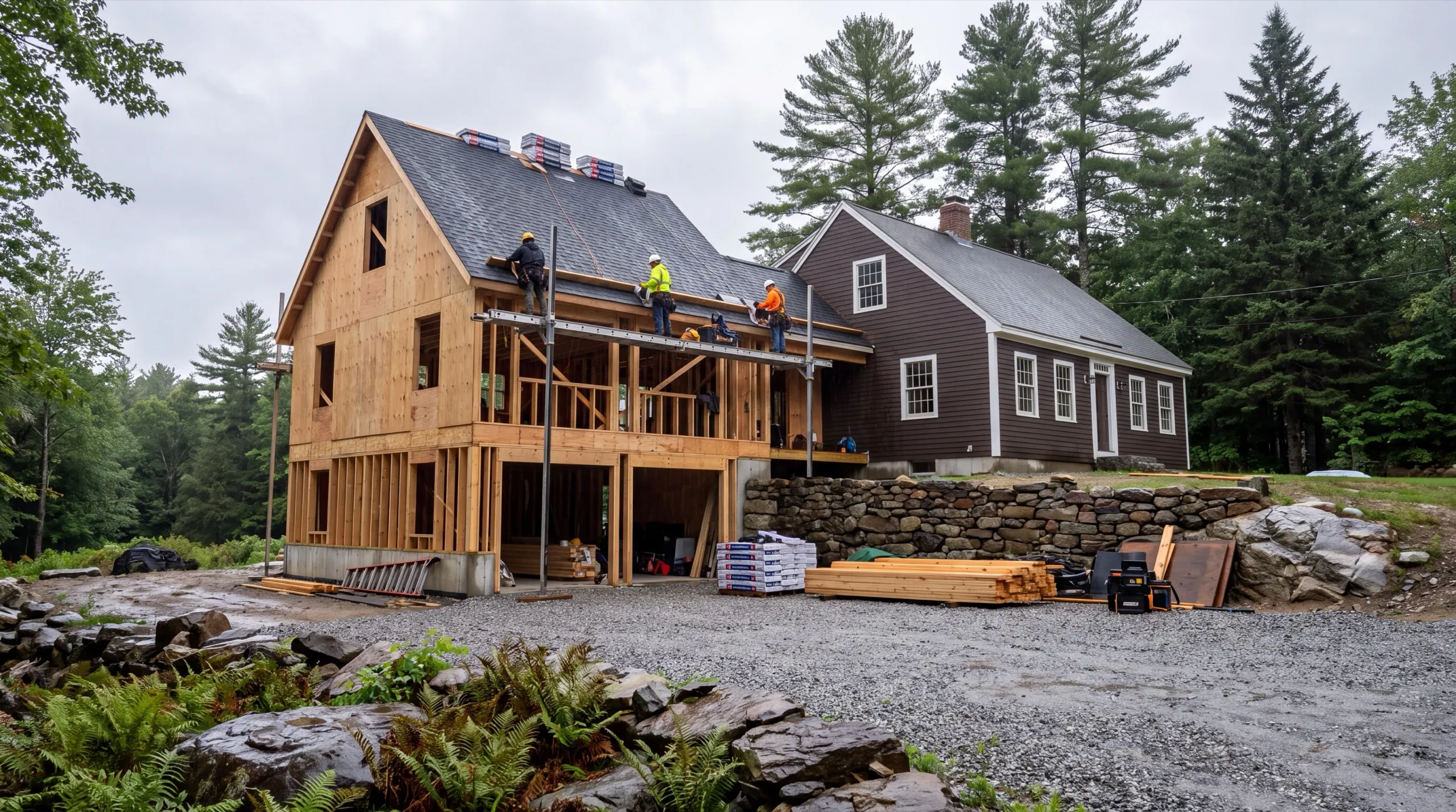 general contractor in Wiscasset, ME reviewing plans near Route 1