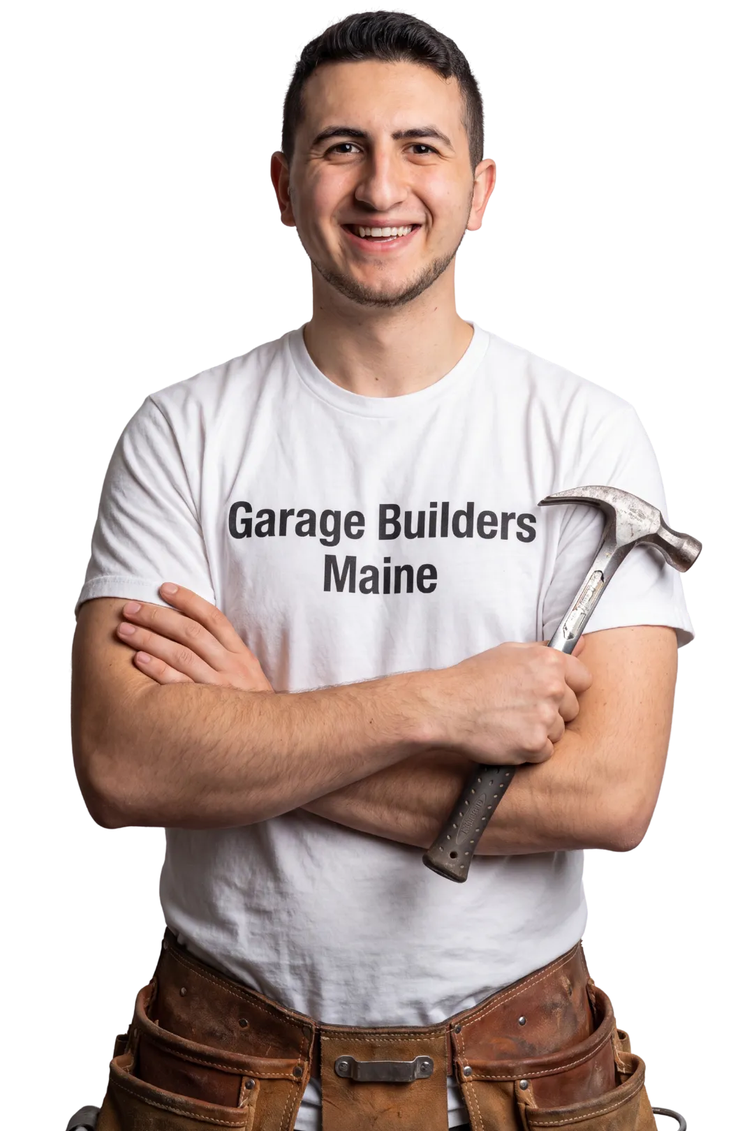 Owner of Garage Builders Maine, on the job in Central Maine