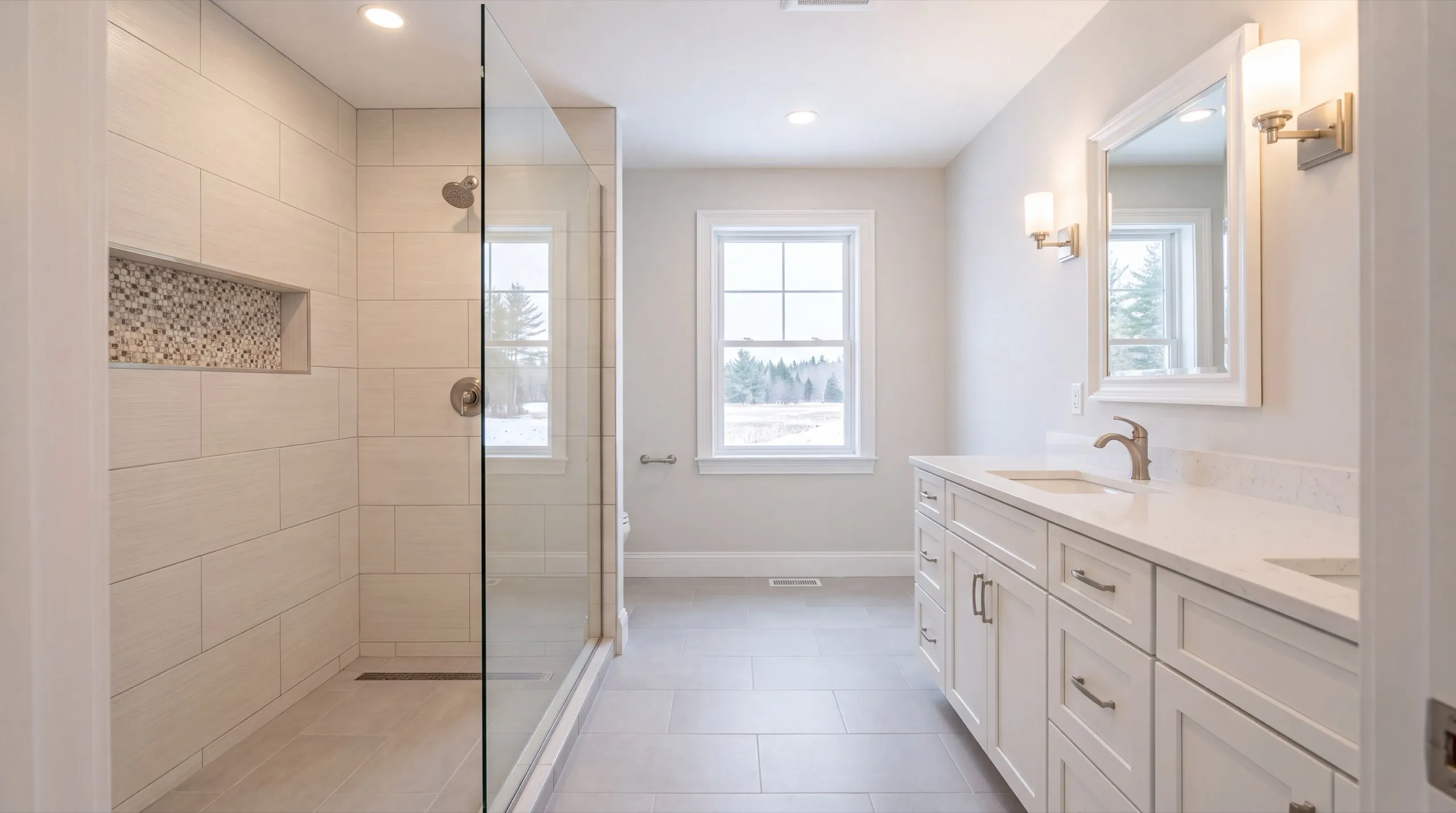 bathroom remodel with new fixtures in a Chelsea home