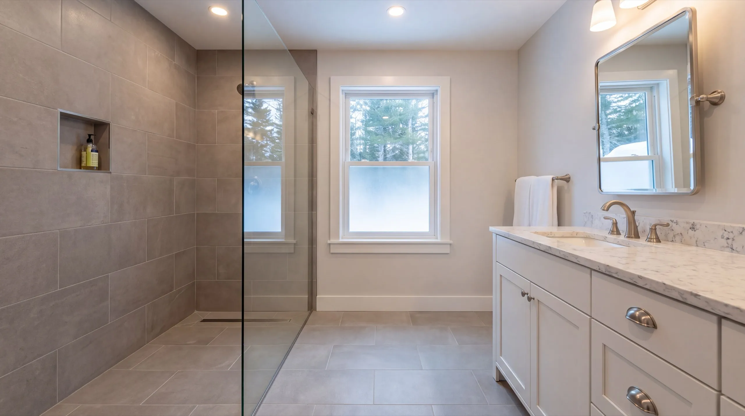 bathroom remodel with new tile in a Dresden home