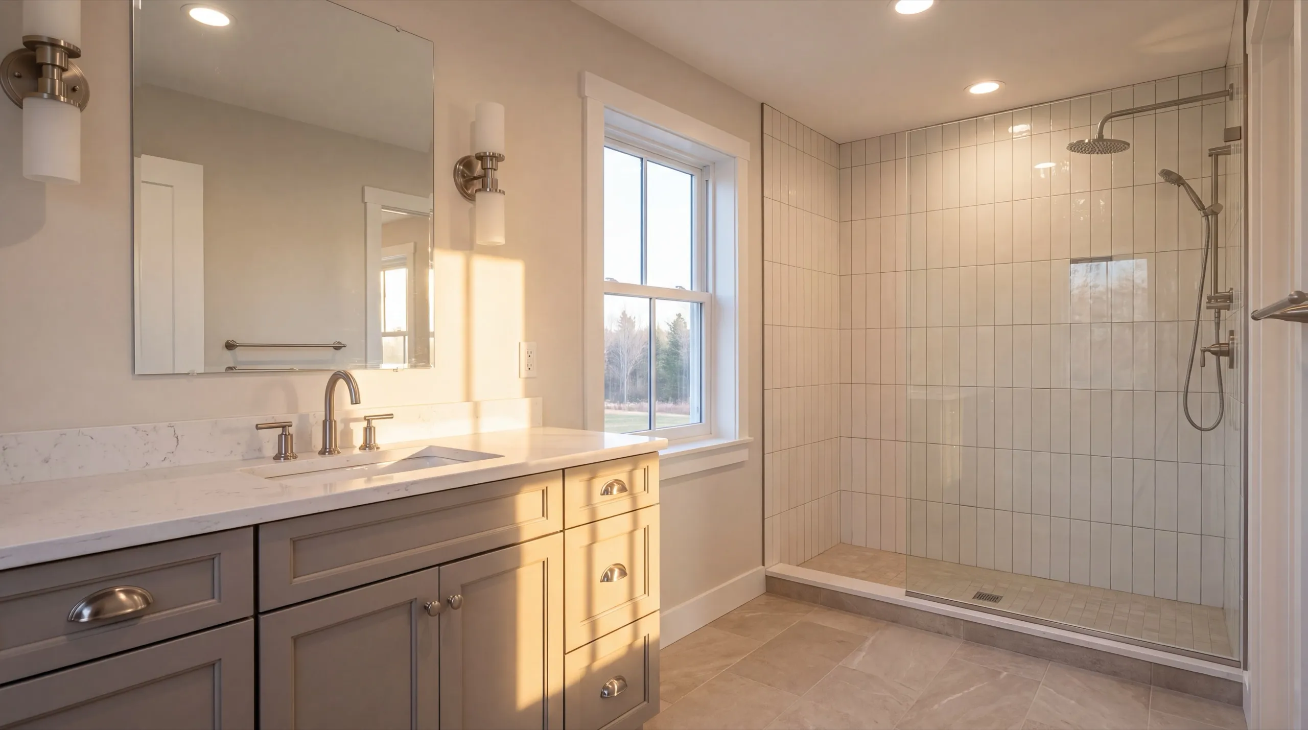 bathroom remodel with new fixtures in a Vassalboro home