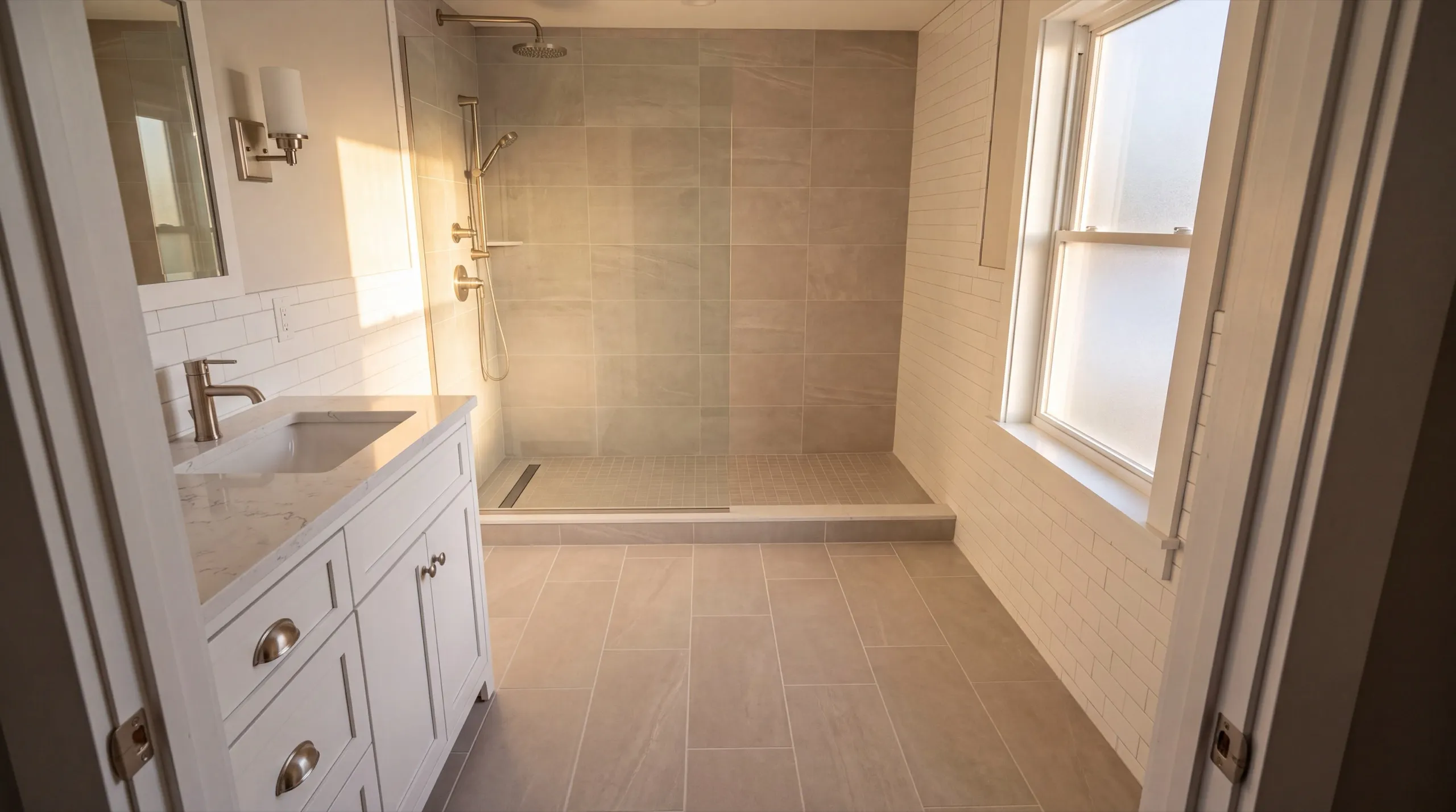bathroom remodel with new fixtures in a Whitefield home