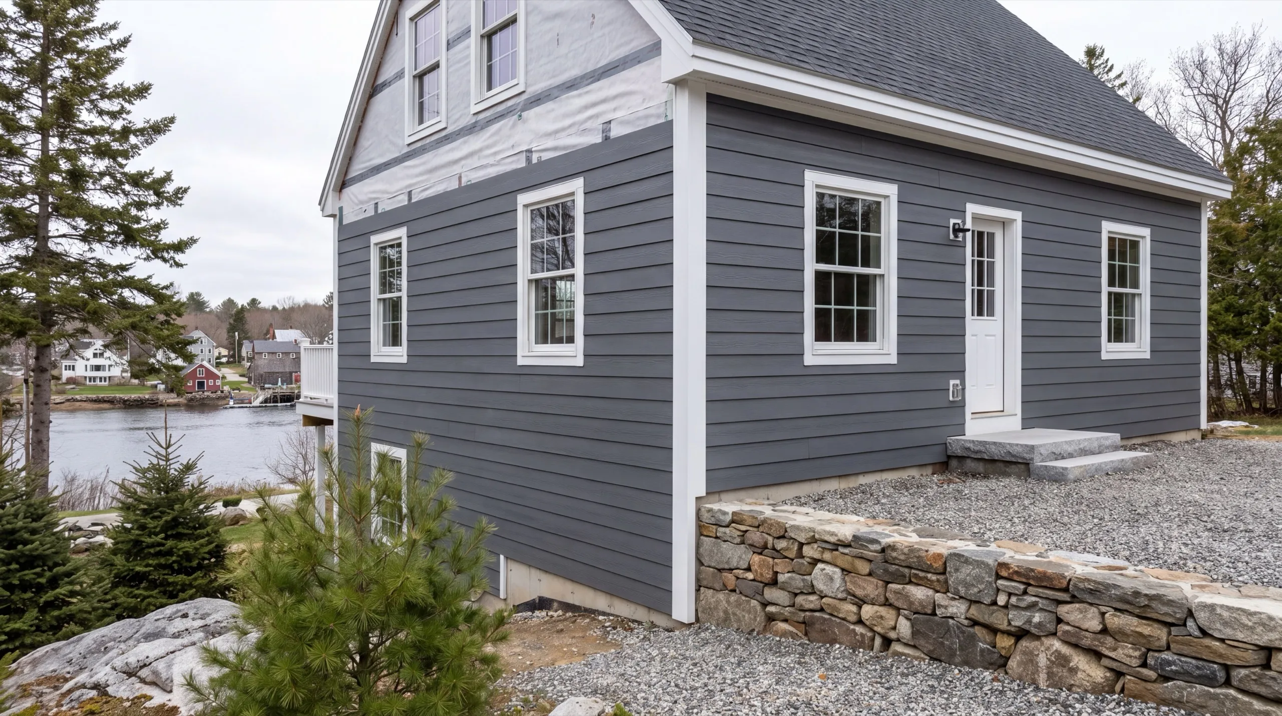new siding installation in progress in Wiscasset